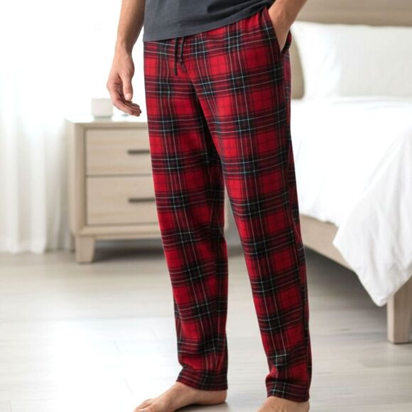 Nautica Men's Red Black Plaid Lounge Sleepwear Pajama Pants Size L - Picture 1 of 9